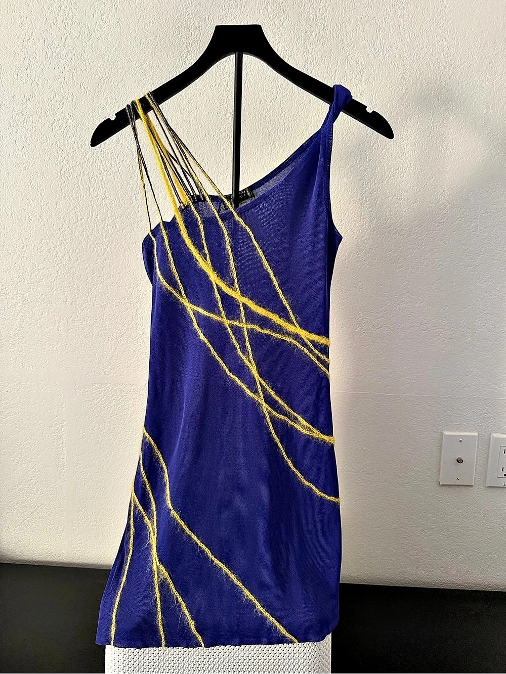 Vintage Authentic Gianni Versace S/S 1998 Runway Blue & Yellow Dress